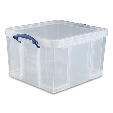 REALLY USEFUL BOX Snap-Lid Storage Bin, 11.09 gal, 17.31" x 20.5" x 12.25", Clear/Blue 42L CL